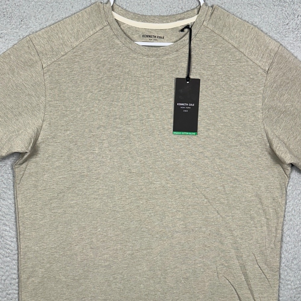 NEW Kenneth Cole T-Shirt Mens XL Vintage Khaki Melange Short Sleeve Tee Stretch